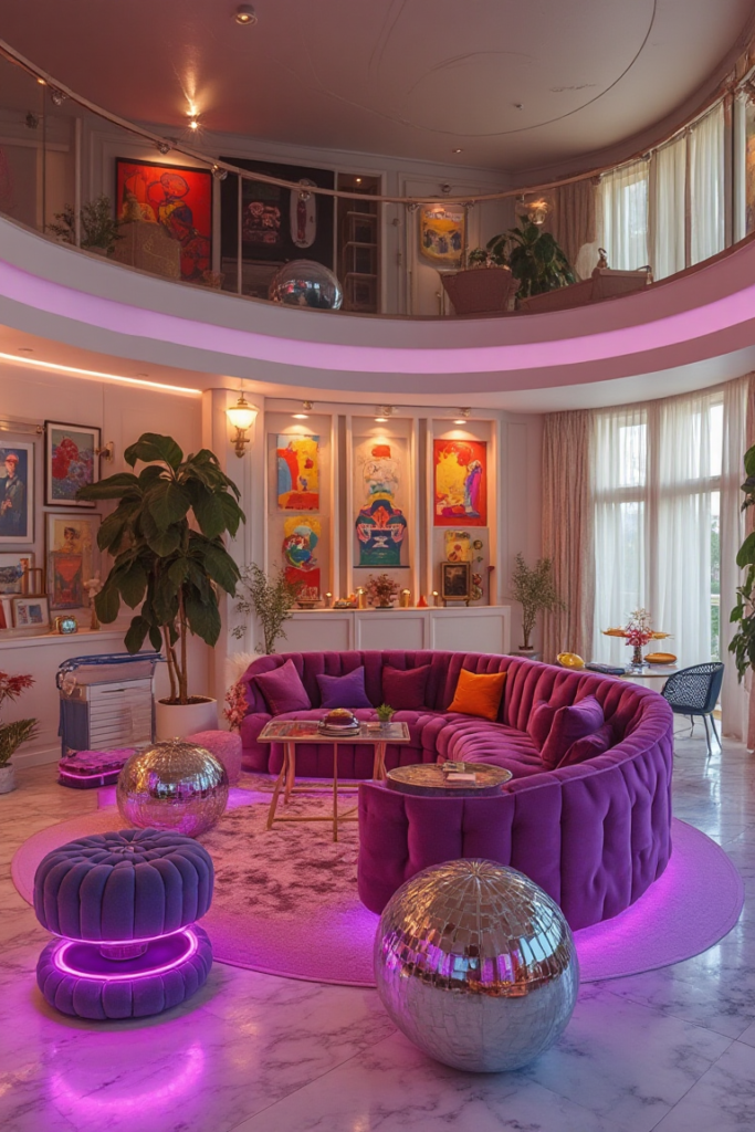 Disco-Glam Maximalist Living Room