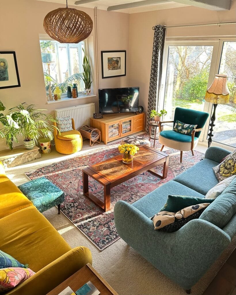 Cozy Bohemian Maximalist Living Room