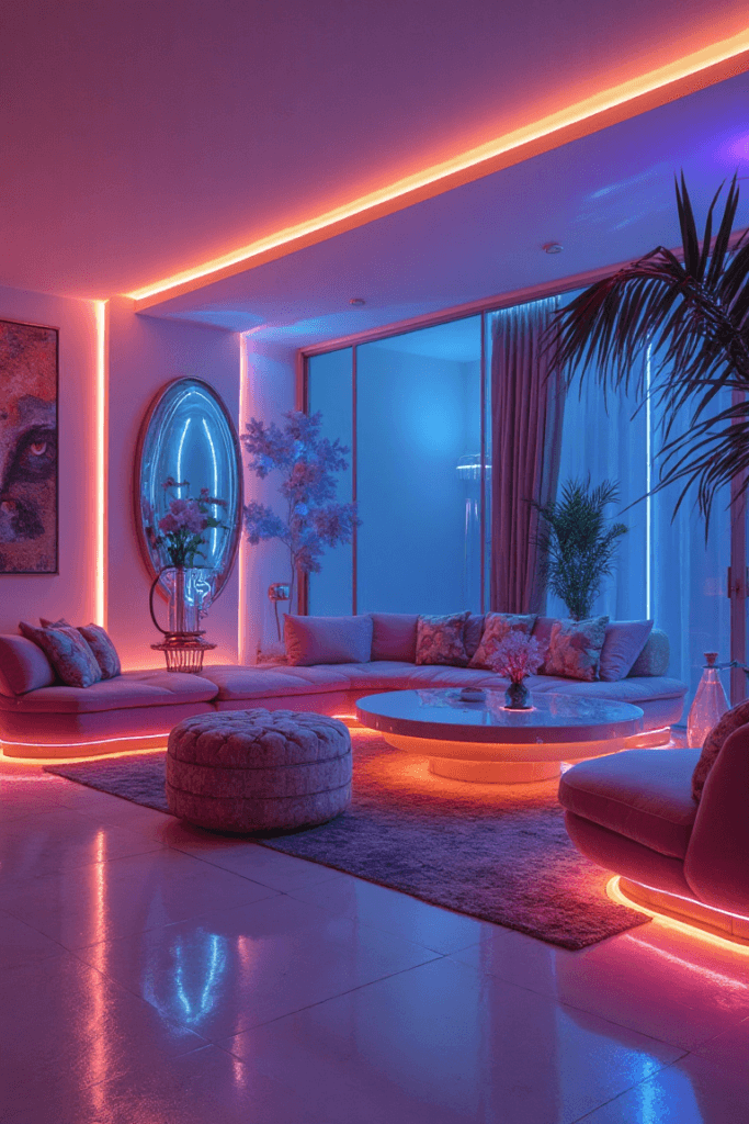 Futuristic Neon Maximalist Lounge