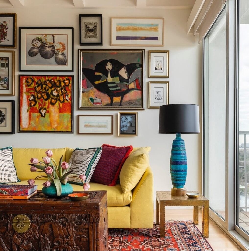Eclectic Art Gallery with Bold Color Play