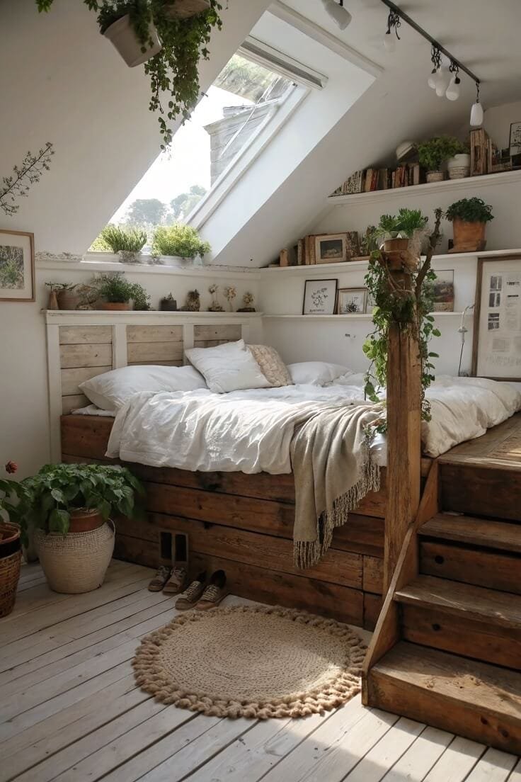 Decor your Attic bedroom to be close to nature