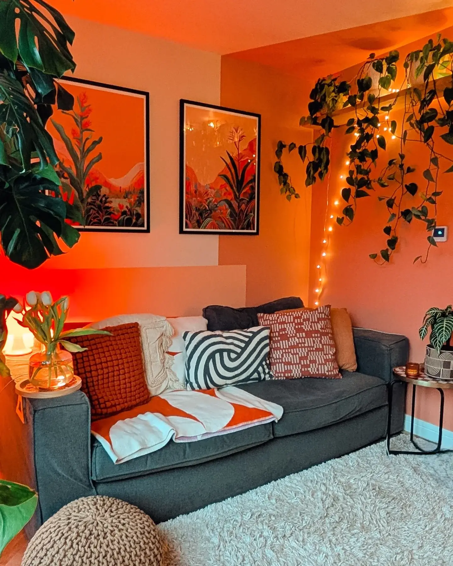 Harmonizing wall tones and artwork create a cozy atmosphere