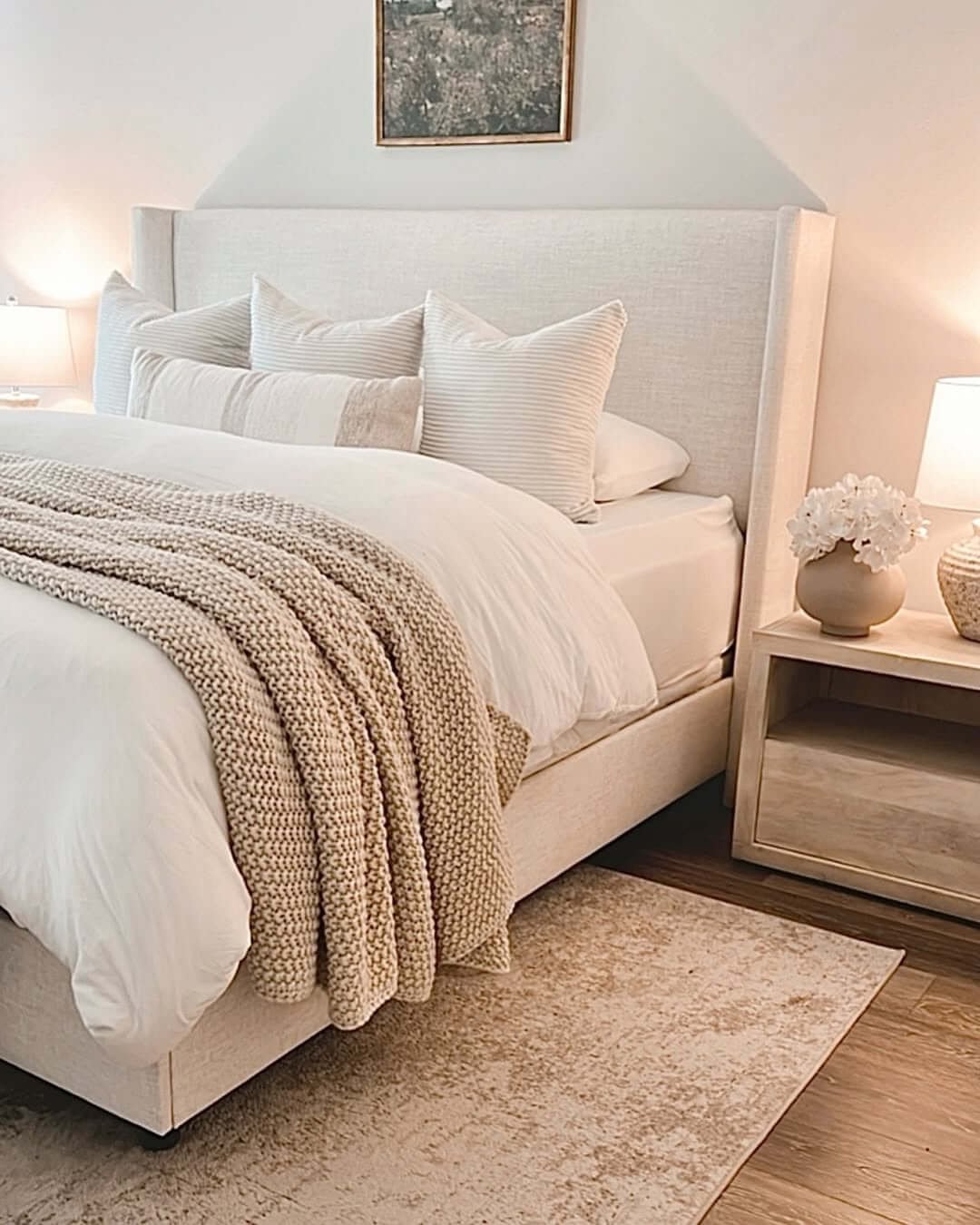 Earthy tones and minimalist decor create a cozy retreat