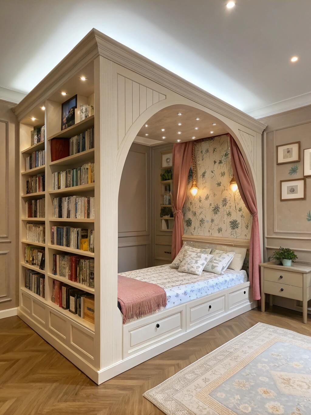 Multifunctional bedroom design for reading and relaxation