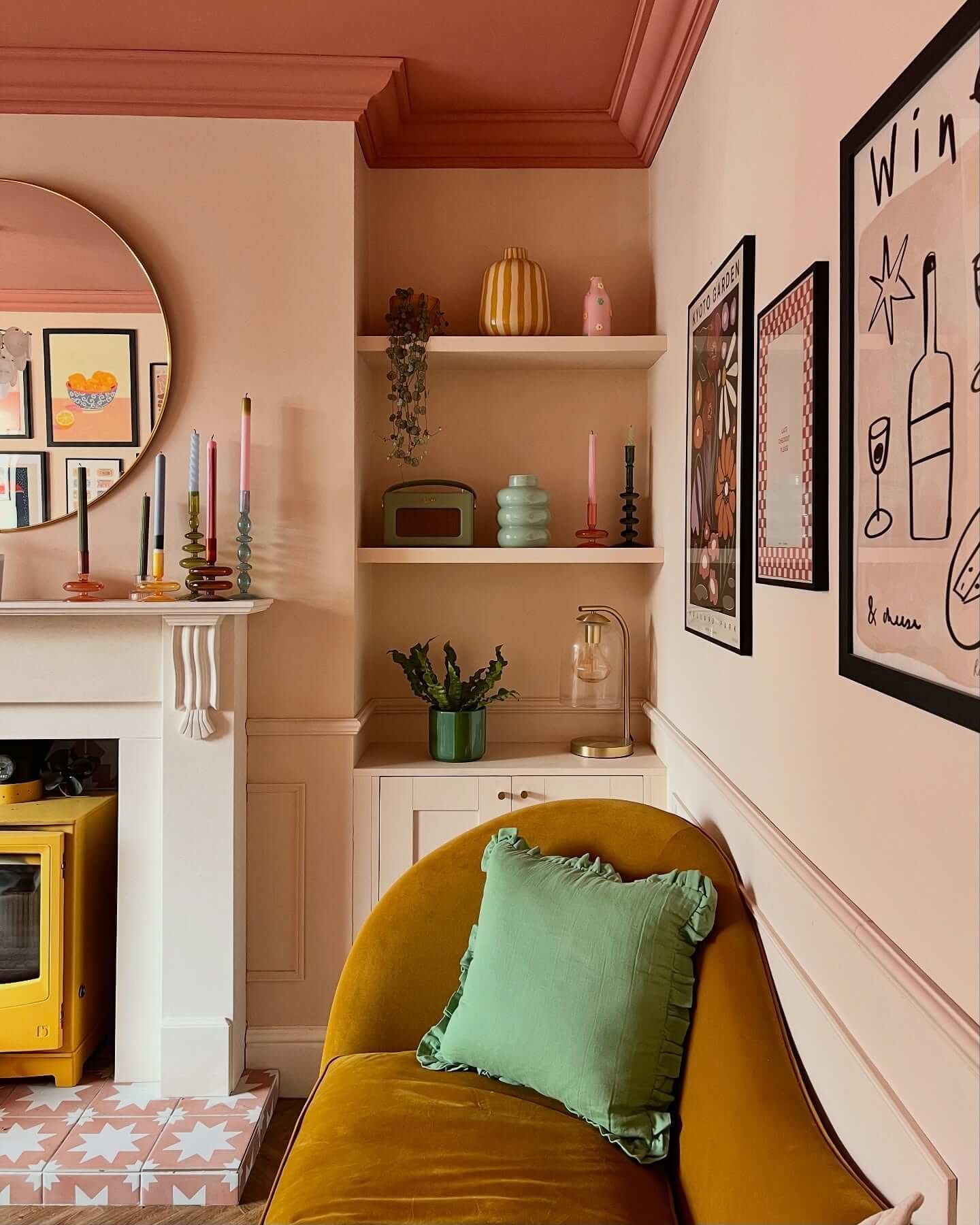 Vibrant color combinations enhance cozy living room design