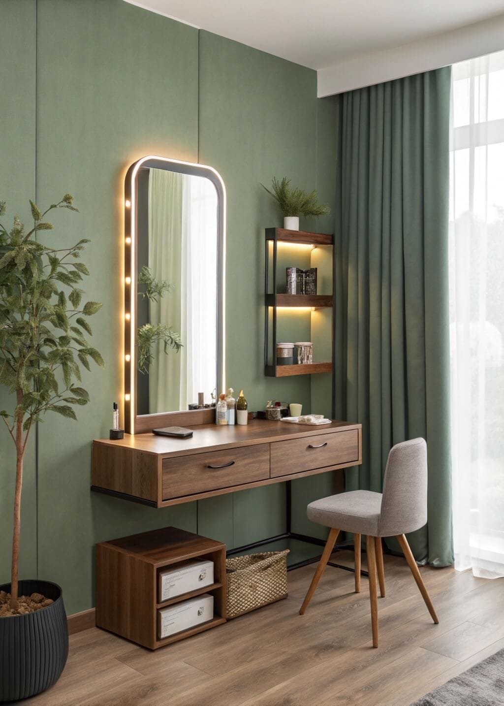 Stylish makeup desk design for small spaces