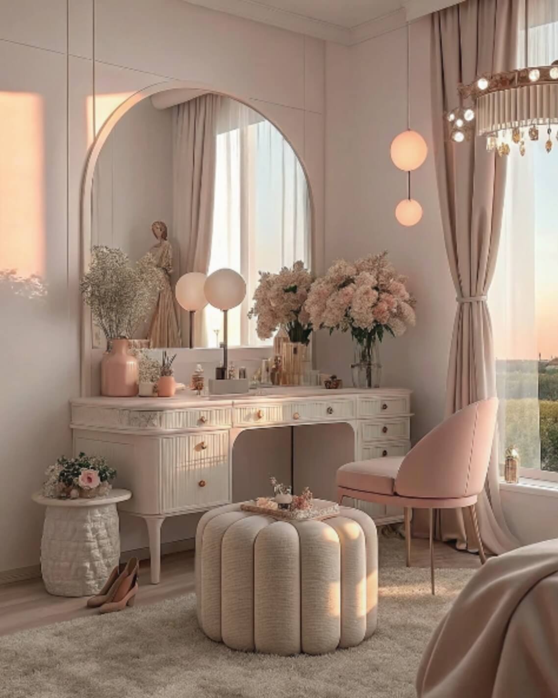 Unique vanity aesthetic combining modern and vintage styles