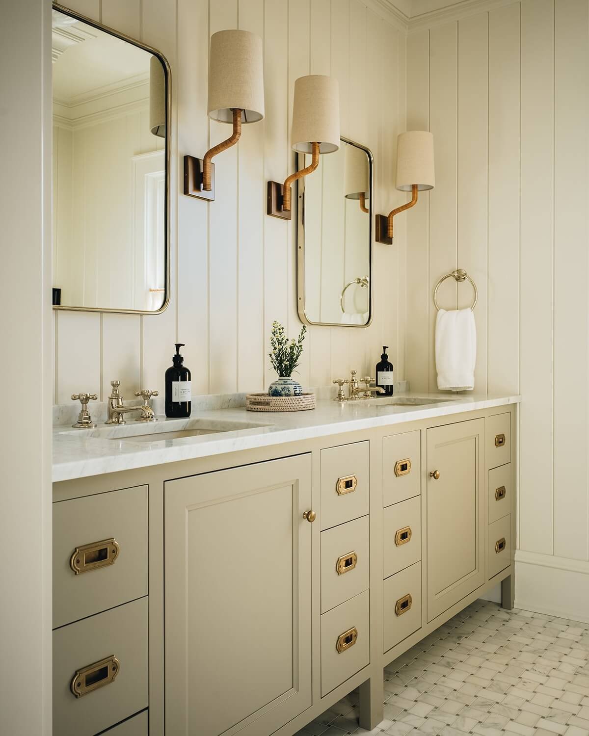 Elegant design with soft neutrals and textured paneling