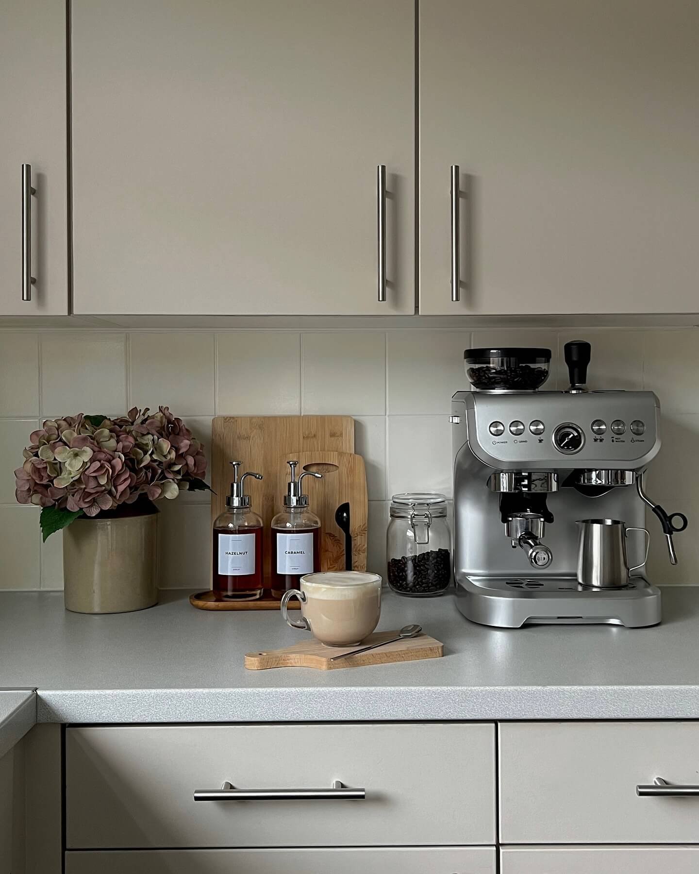 Minimalist Coffee Station with Espresso Machine