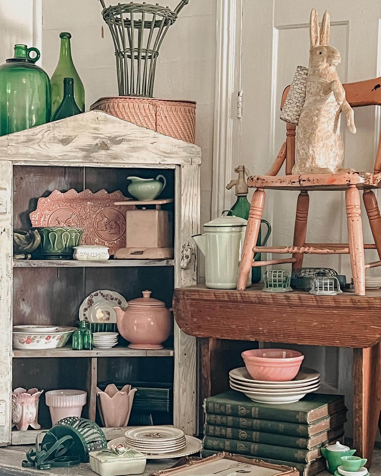 Charming Vintage Dishware Display