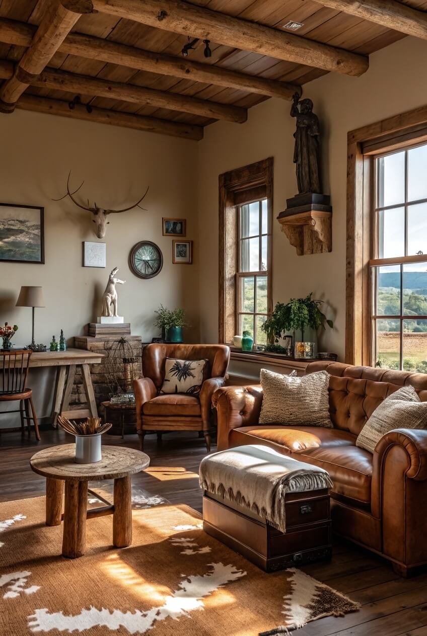 Cozy Leather Accents for Ranch Style