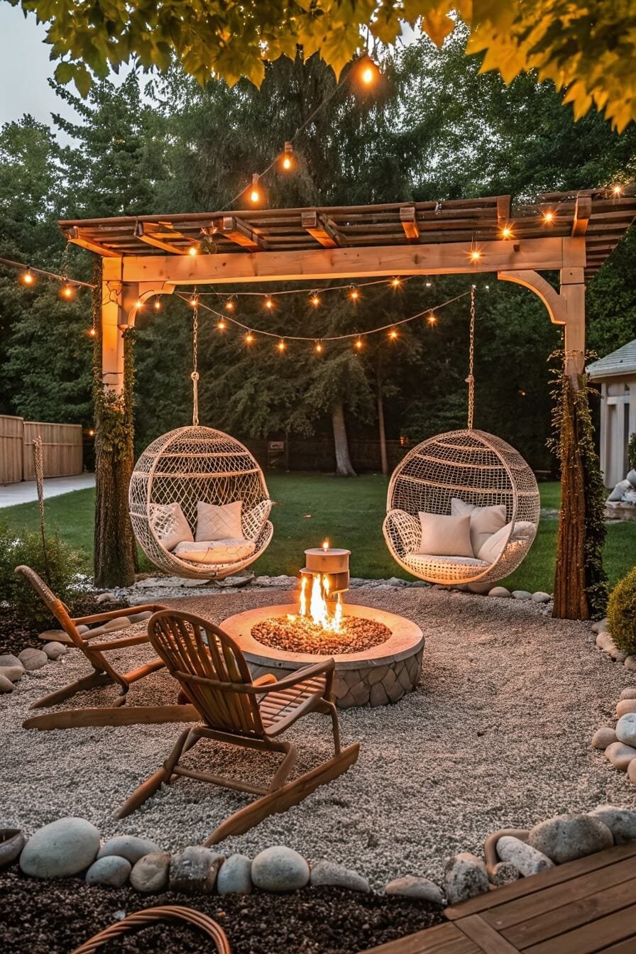 Cozy swings around the fire