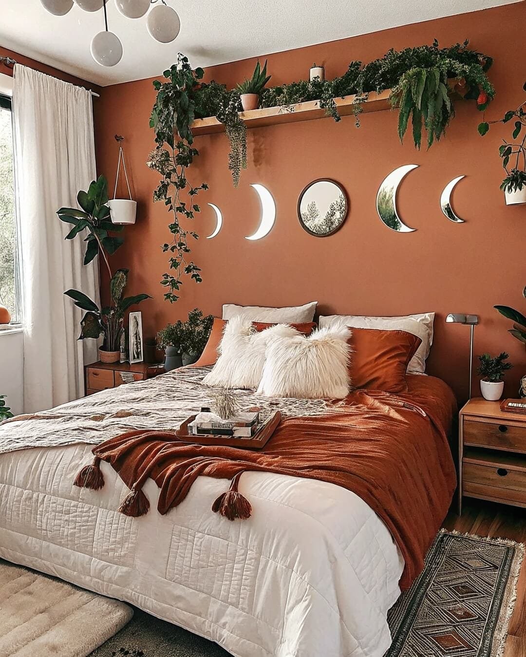 Earthy tones with greenery accents