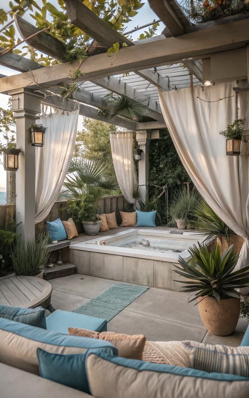 Elegant Sunken Hot Tub Retreat
