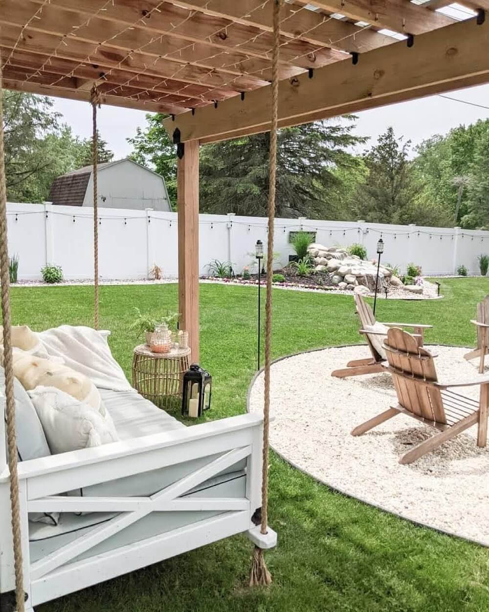 Elegant swing pergola retreat