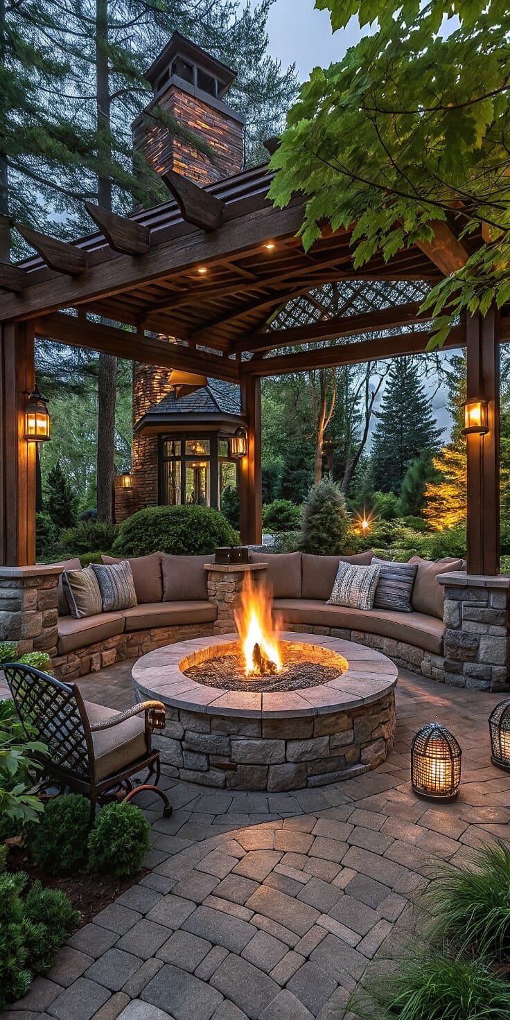 Gather Around a Circular Stone Fire Pit