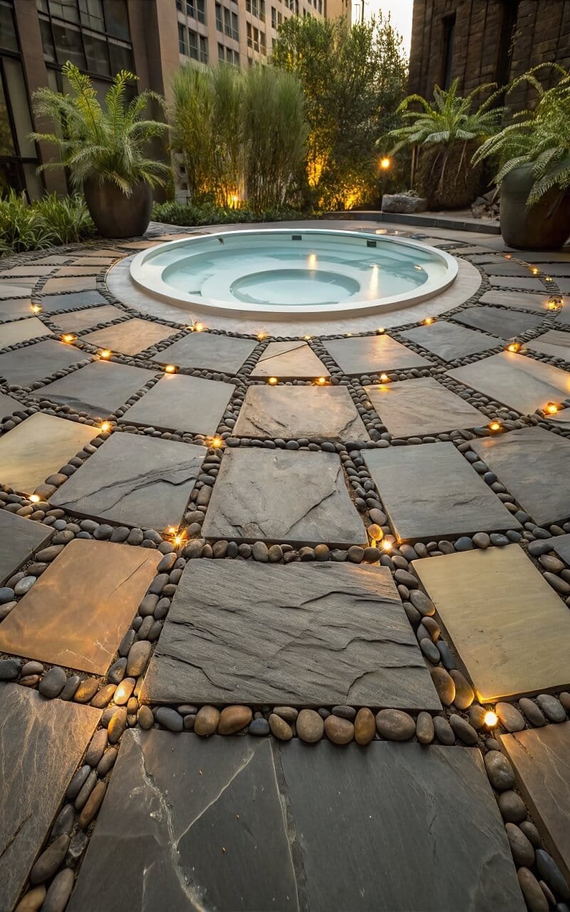 Geometric Stone Patterns Enhance Ambiance