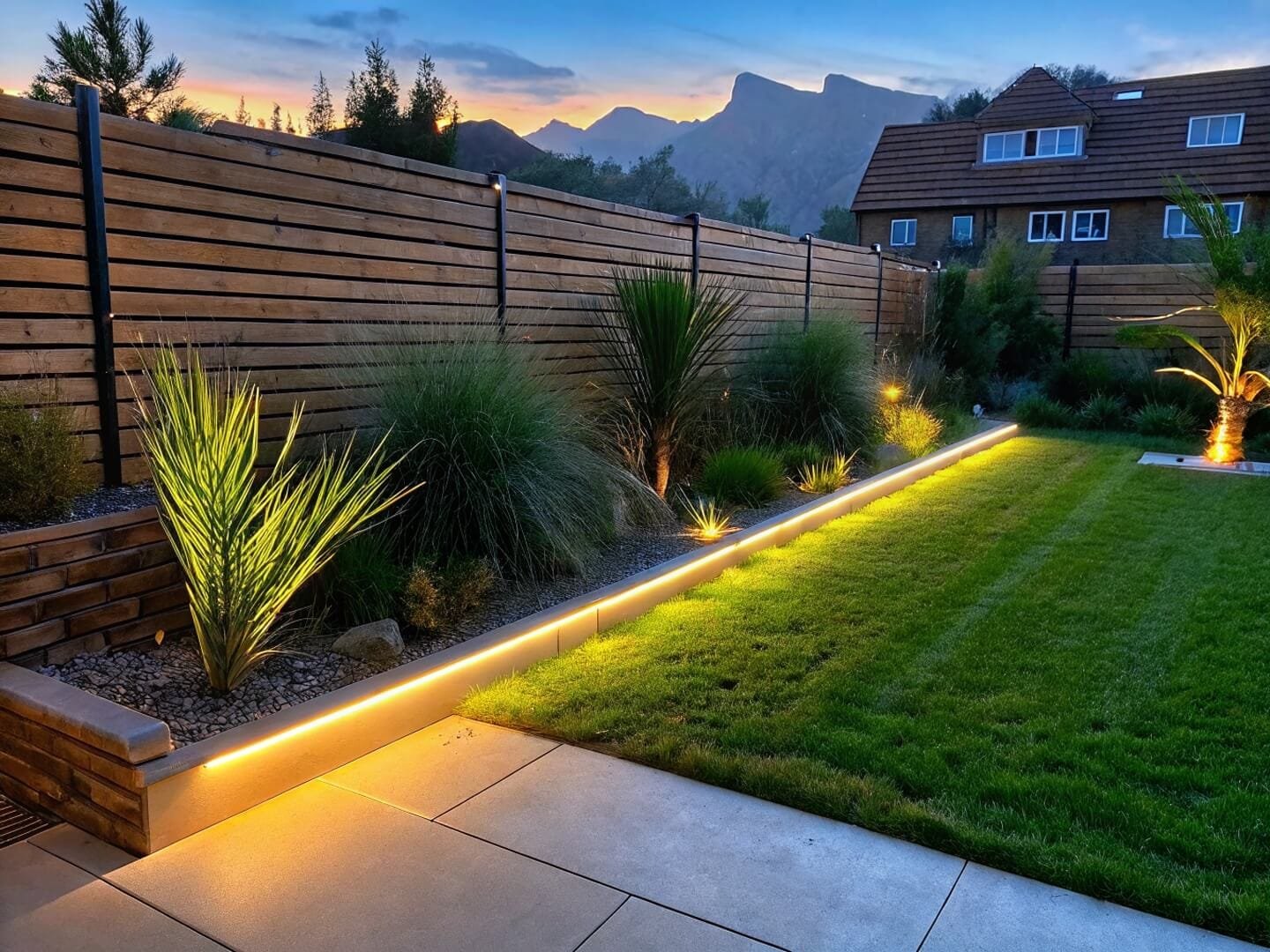 Modern privacy with strategic lighting