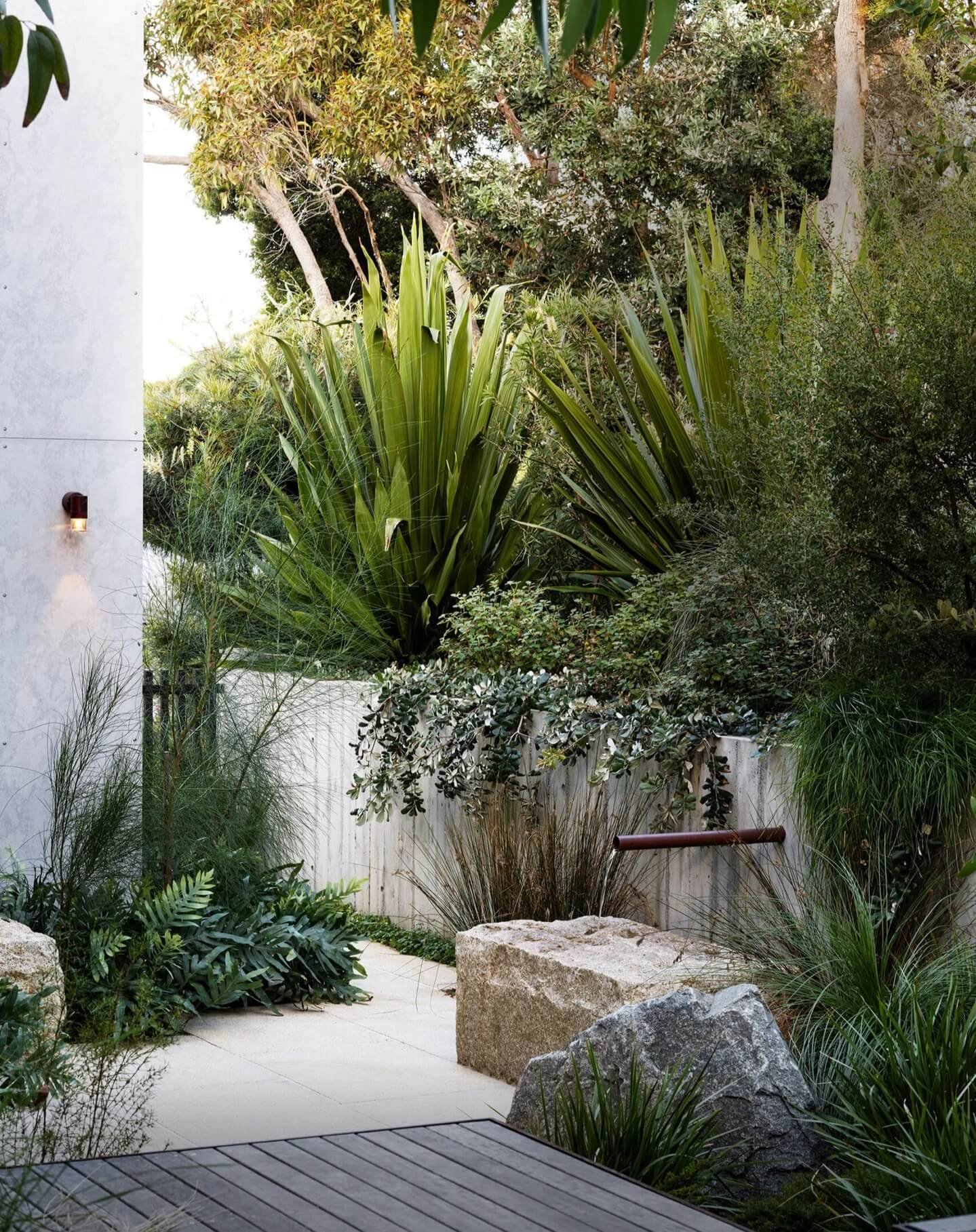 Natural stones and lush greenery