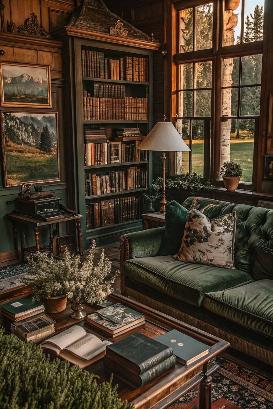 Rich Greens and Vintage Charm