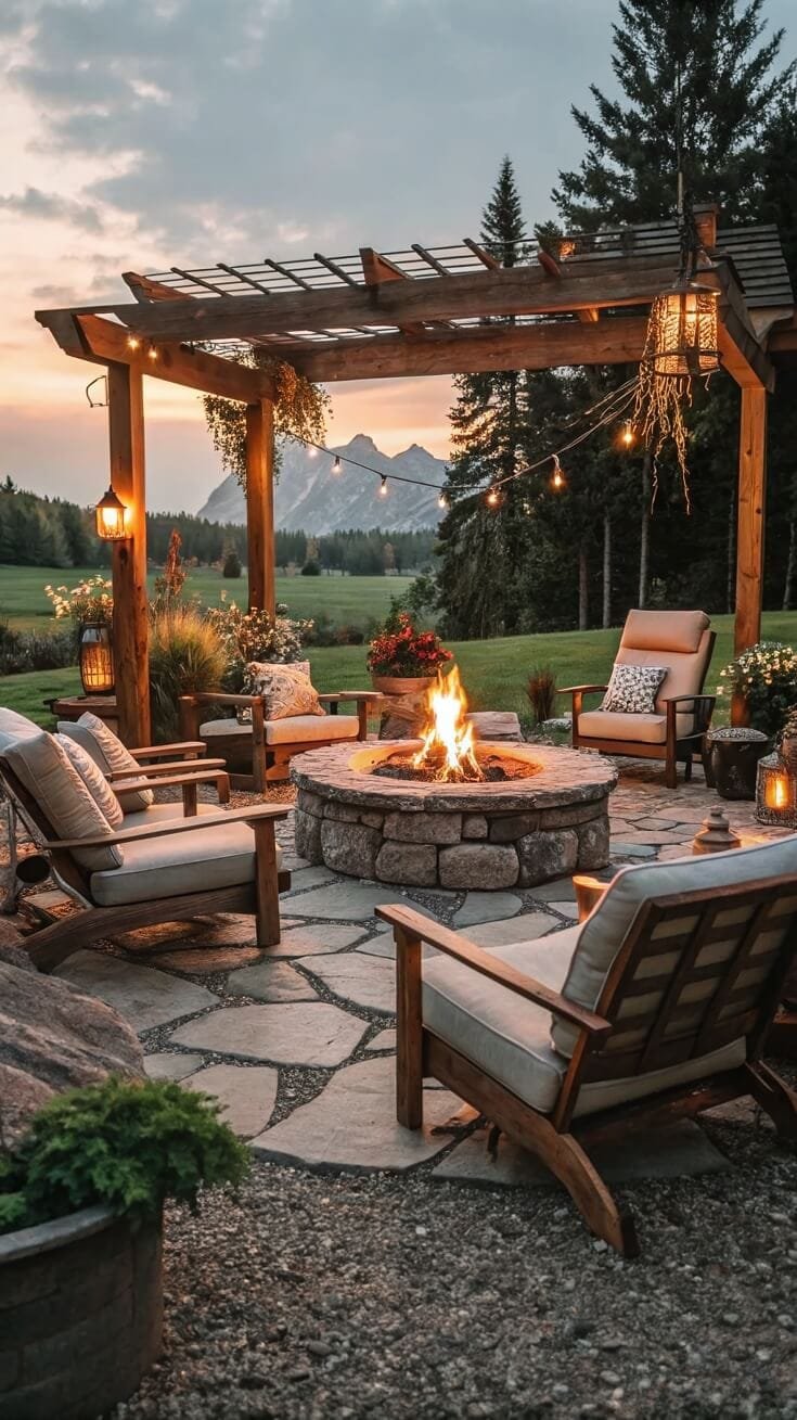Rustic stone fire pit allure