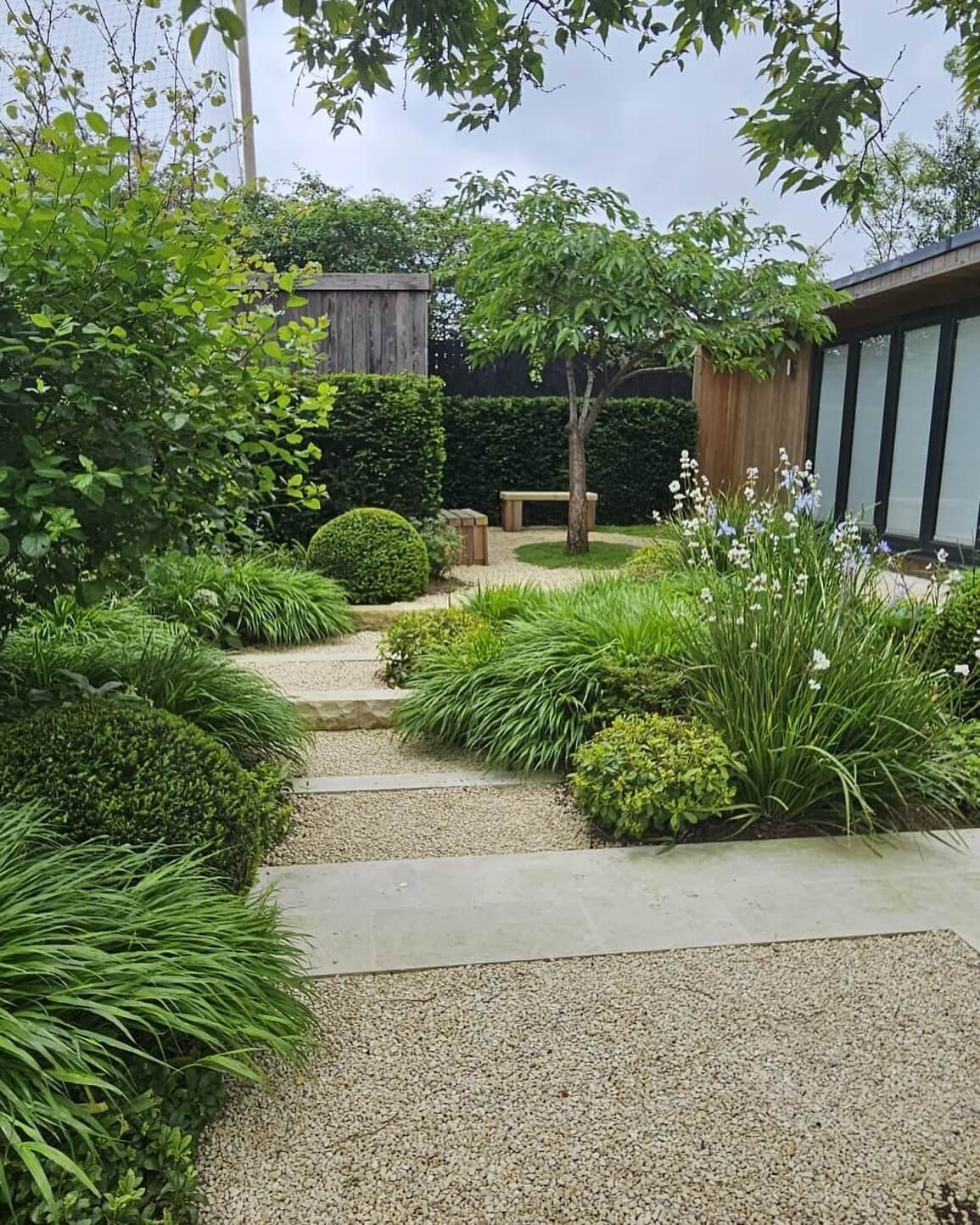 Serene pathways with low-maintenance plants