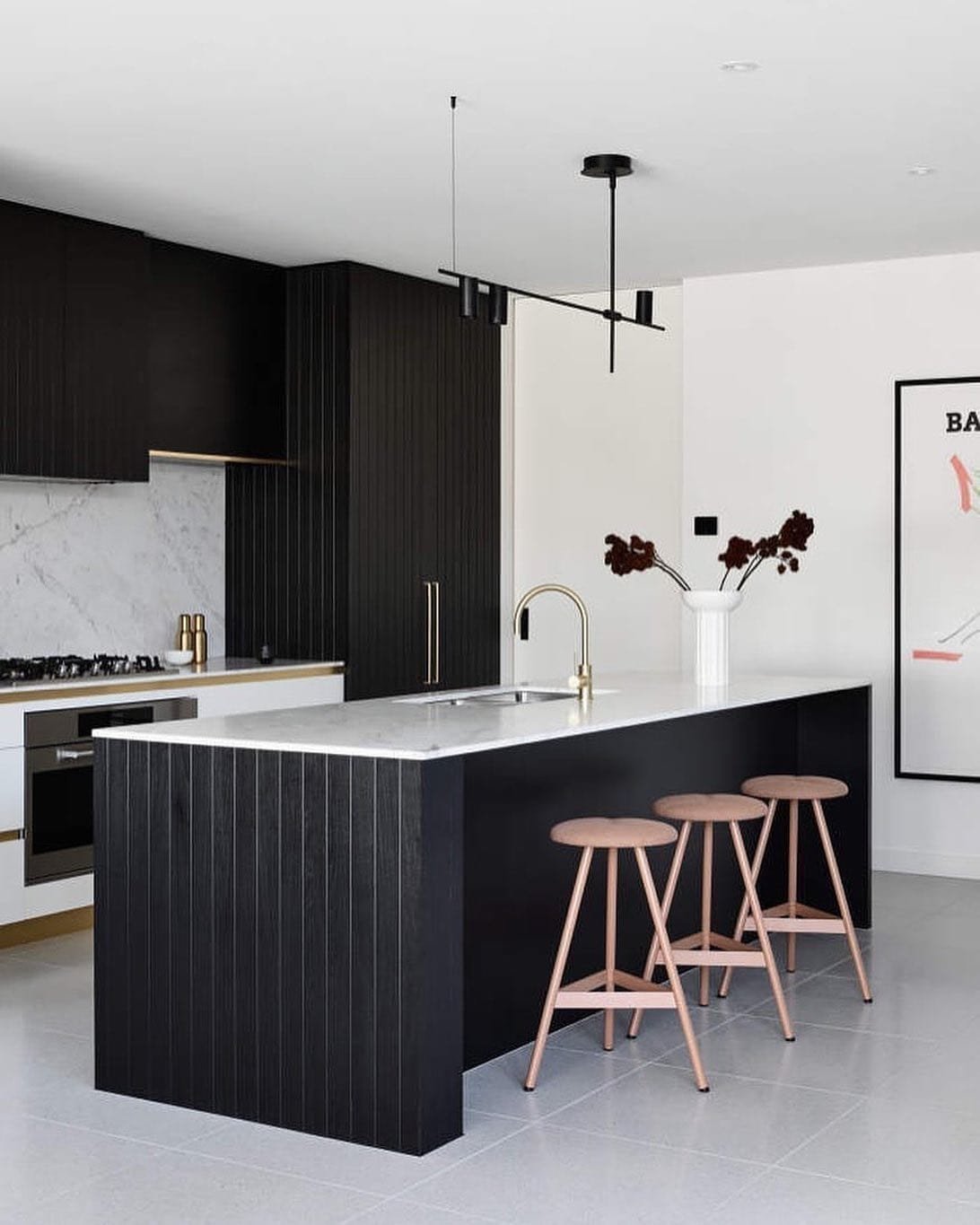 Bold Textured Black Cabinets